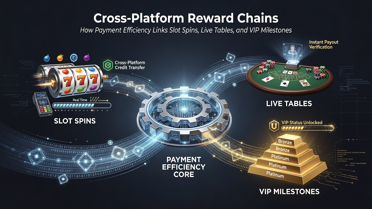 Darstellung mobiler Transaktionsabläufe von Einzahlungen über Slot-Spins zu Live-Tischen und VIP-Milestones