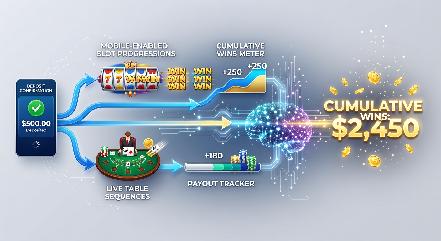 Darstellung der Belohnungspfade von Einzahlungen zu Gewinnen in mobilen Casinos
