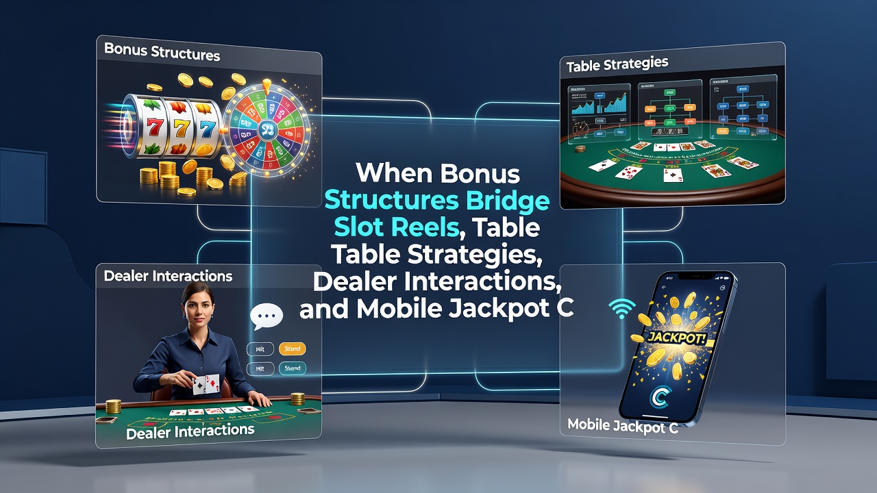 Darstellung mobiler Jackpot-Jagden verbunden mit Live-Dealer-Tischen und Bonusfortschritten